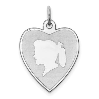 Sterling Silver Rhodium-plated Girl Disc Charm QM345/18