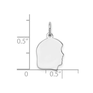 Sterling Silver Rhodium-Plate Girl Polished Front/Satin Back Disc Charm QM346/18