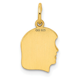 Gold-Plated Sterling Silver Engravable Girl Polished Disc Charm QM349G/27