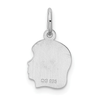 Sterling Silver Rhodium-Plate Girl Polished Front/Satin Back Disc Charm QM350/18