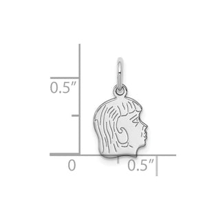 Sterling Silver Rhodium-Plate Girl Polished Front/Satin Back Disc Charm QM350/18