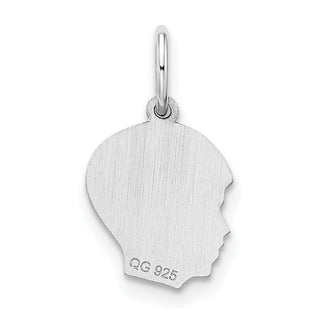 Sterling Silver Rhodium-plated Boy Polished Front/Satin Back Disc Charm QM351/18