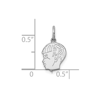 Sterling Silver Rhodium-plated Boy Polished Front/Satin Back Disc Charm QM351/18