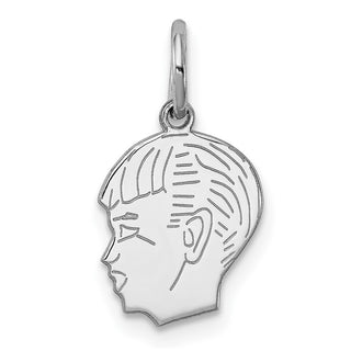Sterling Silver Rhodium-plated Boy Polished Front/Satin Back Disc Charm QM351/18