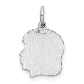 Sterling Silver Rhodium-Plate Girl Polished Front/Satin Back Disc Charm QM353/18