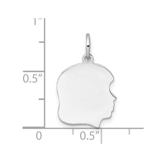 Sterling Silver Rhodium-Plate Girl Polished Front/Satin Back Disc Charm QM353/18