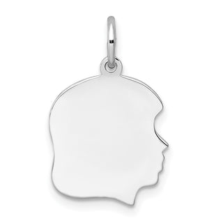 Sterling Silver Rhodium-Plate Girl Polished Front/Satin Back Disc Charm QM353/18