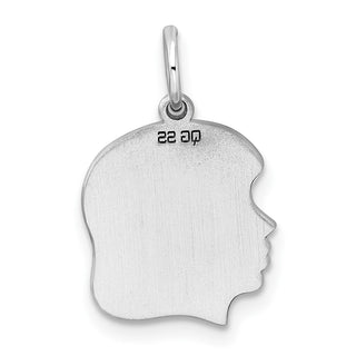 Sterling Silver Rhodium-Plate Girl Polished Front/Satin Back Disc Charm QM355/18