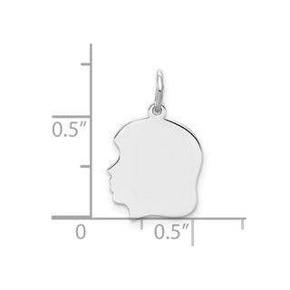 Sterling Silver Rhodium-Plate Girl Polished Front/Satin Back Disc Charm QM355/18