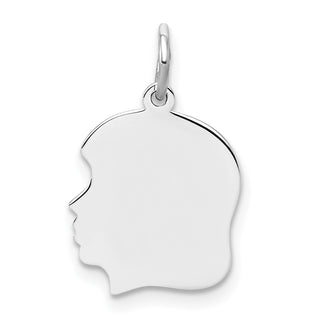 Sterling Silver Rhodium-Plate Girl Polished Front/Satin Back Disc Charm QM355/18