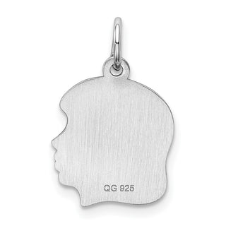Sterling Silver Rhodium-Plate Girl Polished Front/Satin Back Disc Charm QM356/18