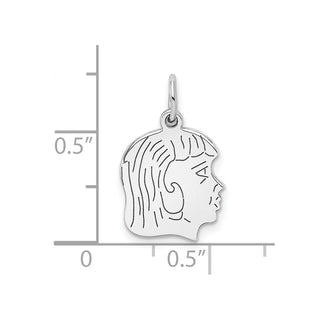 Sterling Silver Engravable Girl Polished Front/Satin Back Disc Charm QM356/35