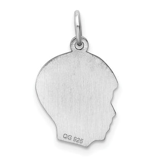 Sterling Silver Engravable Boy Polished Front/Satin Back Disc Charm QM357/35