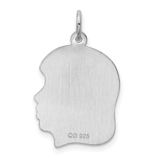 Sterling Silver Rhodium-Plate Girl Polished Front/Satin Back Disc Charm QM362/18