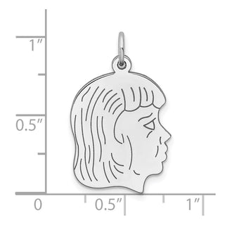 Sterling Silver Rhodium-Plate Girl Polished Front/Satin Back Disc Charm QM362/18