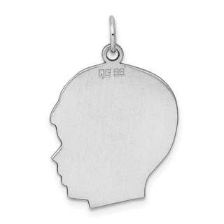 Sterling Silver Rhodium-plated Boy Polished Front/Satin Back Disc Charm QM364/18