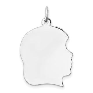 Sterling Silver Rhodium-Plate Girl Polished Front/Satin Back Disc Charm QM365/18