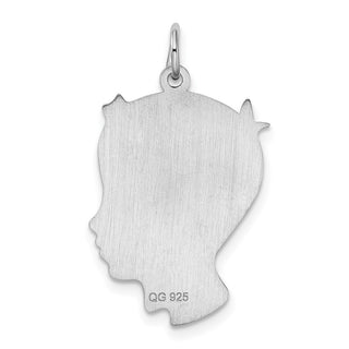 Sterling Silver Rhodium-plated Boy Polished Front/Satin Back Disc Charm QM366/18