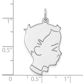 Sterling Silver Engravable Boy Polished Front/Satin Back Disc Charm QM366/27
