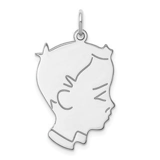 Sterling Silver Engravable Boy Polished Front/Satin Back Disc Charm QM366/27