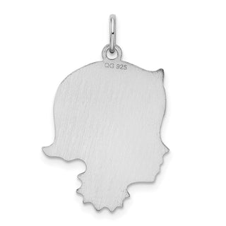 Sterling Silver Rhodium-Plate Girl Polished Front/Satin Back Disc Charm QM367/18