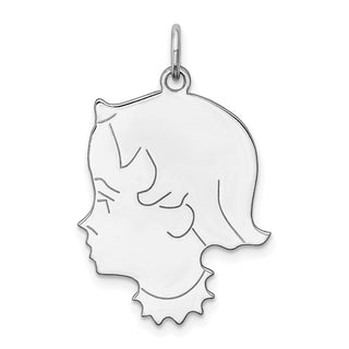 Sterling Silver Engravable Girl Polished Front/Satin Back Disc Charm QM367/27