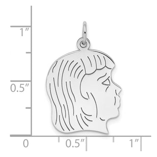 Sterling Engravable Girl Polished Front/Satin Back Disc Charm QM368/35