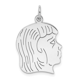 Sterling Engravable Girl Polished Front/Satin Back Disc Charm QM368/35