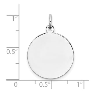 Sterling Silver Rhodium-Plate Engraveable Round Polished Front/Back Disc Charm