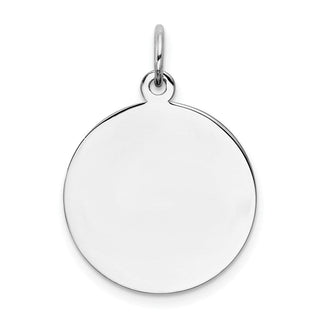 Sterling Silver Rhodium-Plate Engraveable Round Polished Front/Back Disc Charm