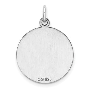Sterling Silver Rhodium-Plated Engraveable Round Polished Front-Back Disc Charm