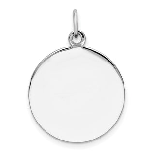 Sterling Silver Rhodium-Plated Engraveable Round Polished Front-Back Disc Charm