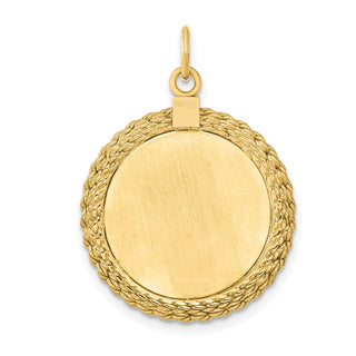 Gold-Plated Sterling Silver Engravable Round w/Rope Polished Disc Charm 385G/18