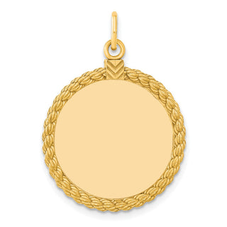 Gold-Plated Sterling Silver Engravable Round w/Rope Polished Disc Charm 385G/18