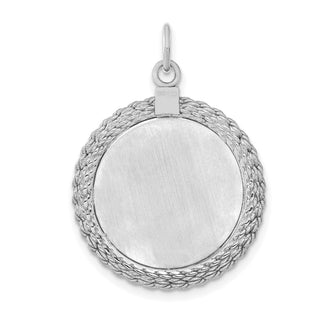 Sterling Silver Engravable Round w/Rope Satin Back Disc Charm QM385/18