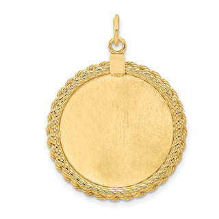 Gold-Plated Sterling Silver Engravable Round w/Rope Polished Disc Charm 386G/18