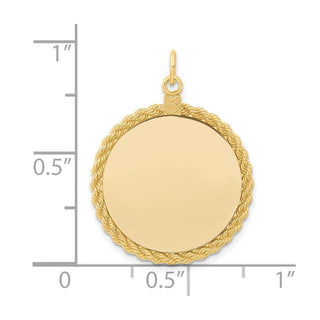 Gold-Plated Sterling Silver Engravable Round w/Rope Polished Disc Charm 386G/18