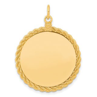 Gold-Plated Sterling Silver Engravable Round w/Rope Polished Disc Charm 386G/18
