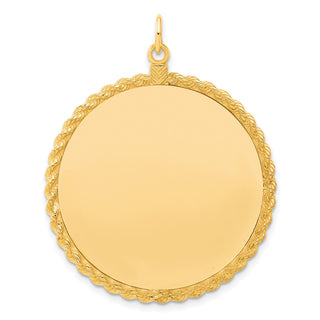 Gold-Plated Sterling Silver Engravable Round w/Rope Polished Disc Charm 387G/18