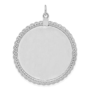 Sterling Silver Engravable Round w/Rope Satin Back Disc Charm QM387/18