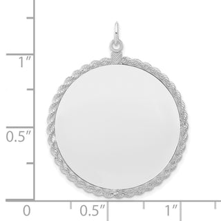 Sterling Silver Engravable Round w/Rope Satin Back Disc Charm QM387/18