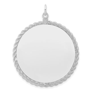 Sterling Silver Engravable Round w/Rope Satin Back Disc Charm QM387/18