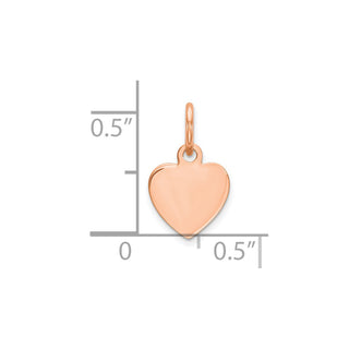 Pink Sterling Silver Engraveable Heart Polished Front-Satin Back Disc Charm