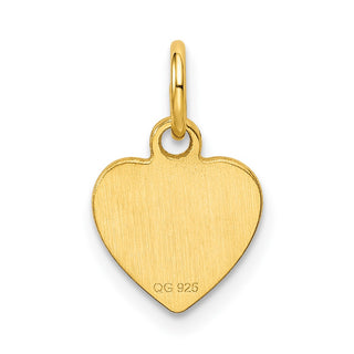 Gold-Plated Sterling Silver Engravable Heart Polished Disc Charm QM389G/27