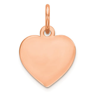 Pink Sterling Silver Engraveable Heart Polished Front/Satin Back Disc Charm 18