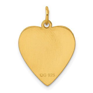 Gold-Plated Sterling Silver Engravable Heart Polished Disc Charm QM391G/50