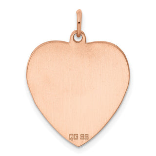 Pink Sterling Silver Engraveable Heart Polished Front/Satin Back Disc Charm 9335