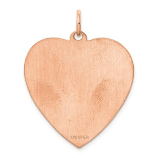Pink Sterling Silver Engraveable Heart Polished Front/Satin Back Disc Charm