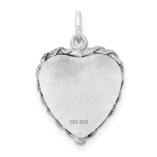 Sterling Silver Engravable Heart Polished Front/Satin Back Disc Charm QM395/18