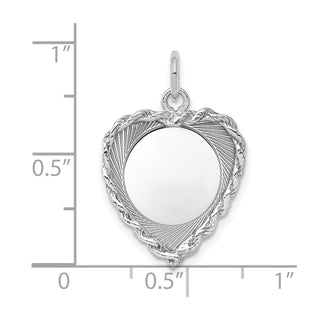 Sterling Silver Engravable Heart Polished Front/Satin Back Disc Charm QM395/18